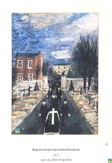 Begrafenisstoet op kerkhof Houthem